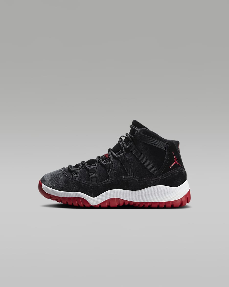 Jordan 11 Retro Bred Velvet Little Kids Shoes. Nike